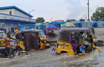 Climate Change; Flood Takes over Lagos Road following a heavy downpour