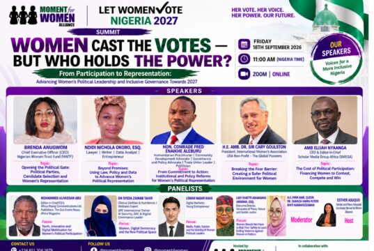 Let Women Vote Nigeria Calls for Equal Representation in Political Leadership Ahead of 2027